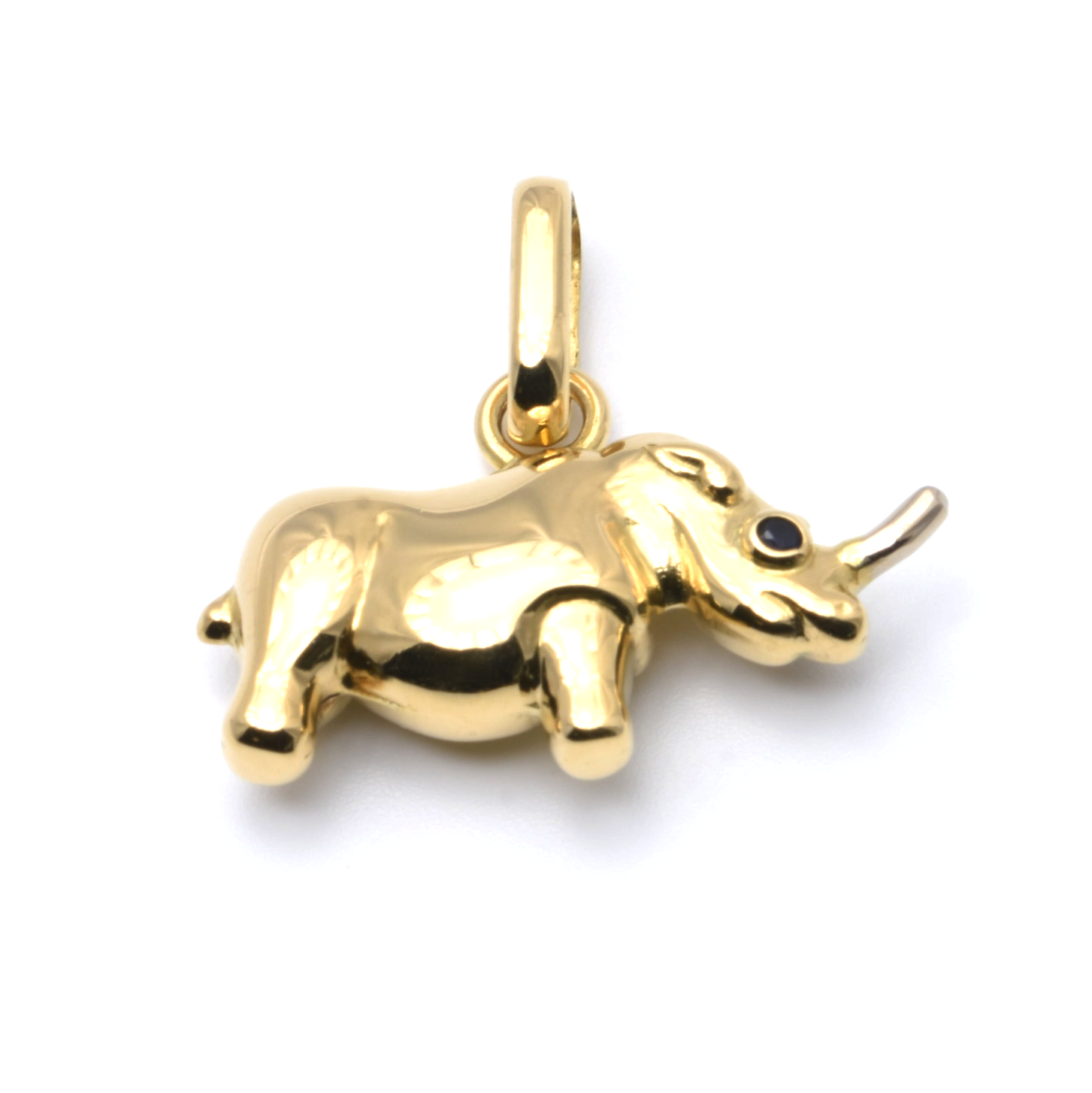 Anhänger | 750/000 Gelbgold | Nashorn | Spinell