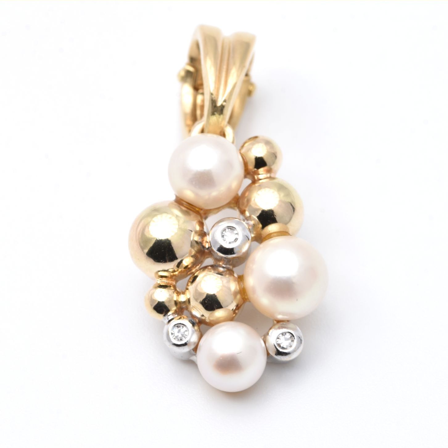 Anhänger | 750/000 Gelbgold | Diamanten | Perlen