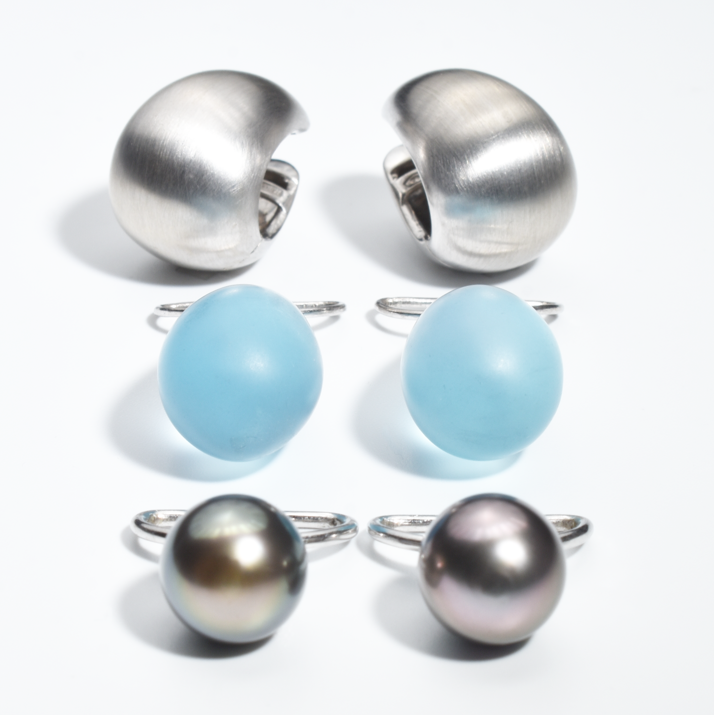 Ohrringe | Weißgold 750/000 | wechselbare Anhänger | Aquamarin | Tahitiperlen