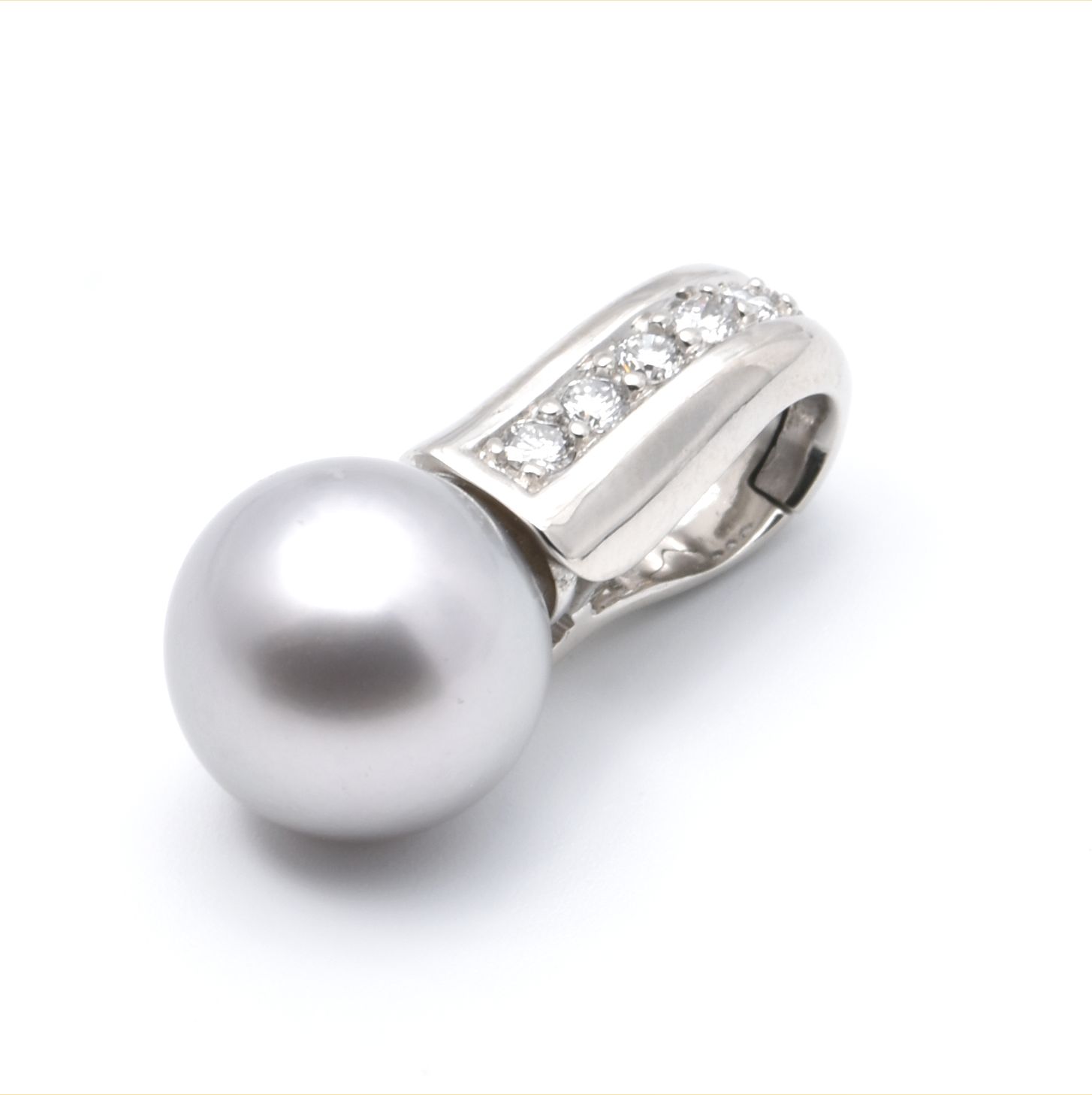 Anhänger | 585/000 Weißgold | Brillanten | Perle