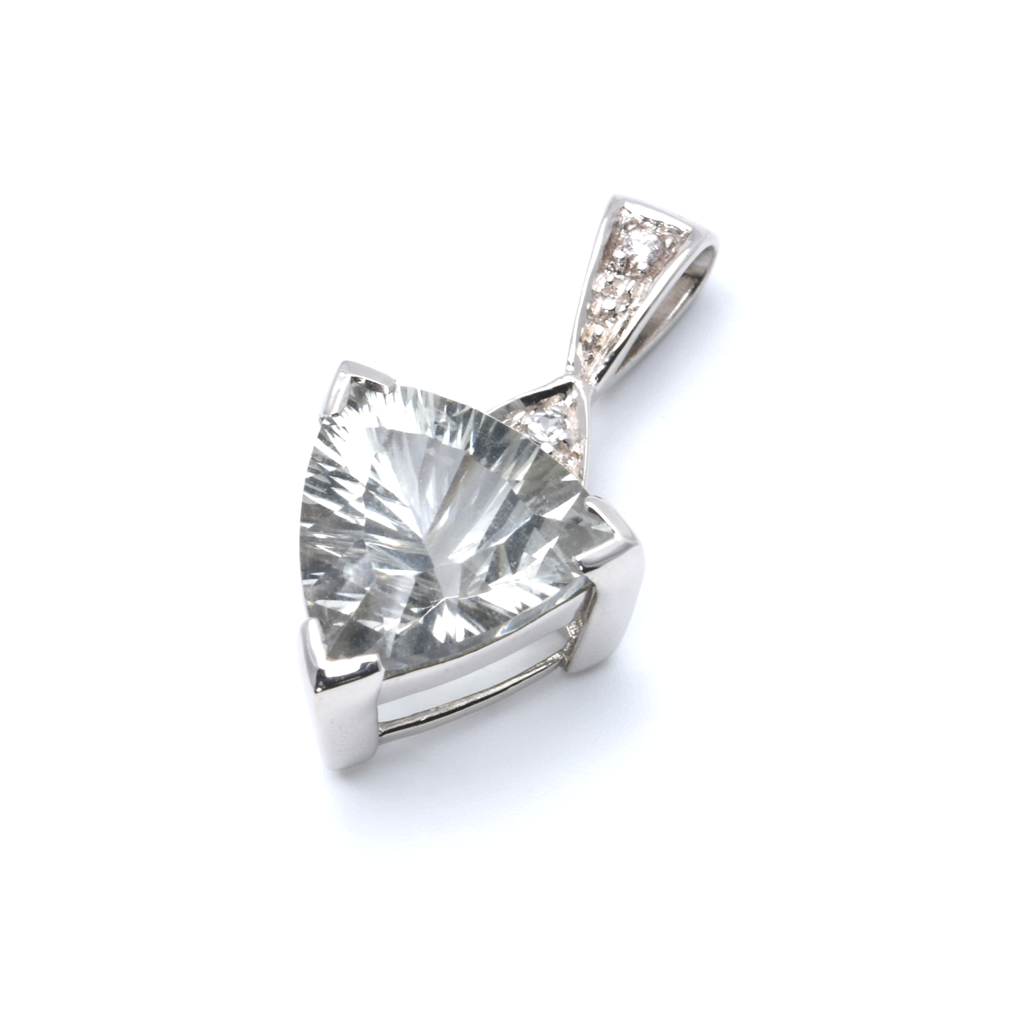 Anhänger | 375/000 Weißgold | Turmalin | Diamanten