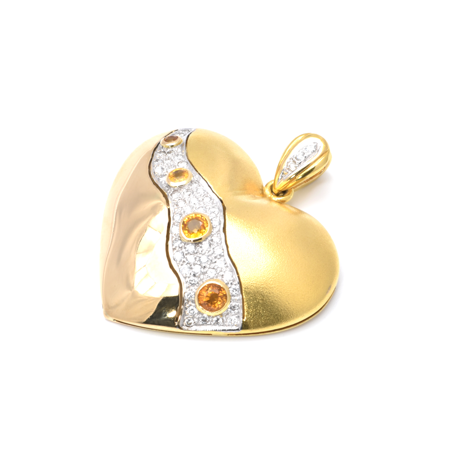 Anhänger | 750/000 Gold | Herz | Brillanten | gelbe Saphire