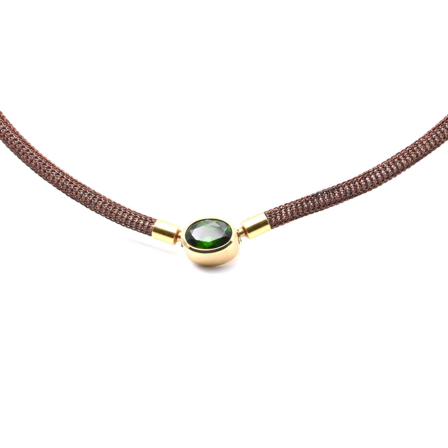 Collier mit Anhänger | 750/000 Gelbgold | Tsavorit | Schlauchkette