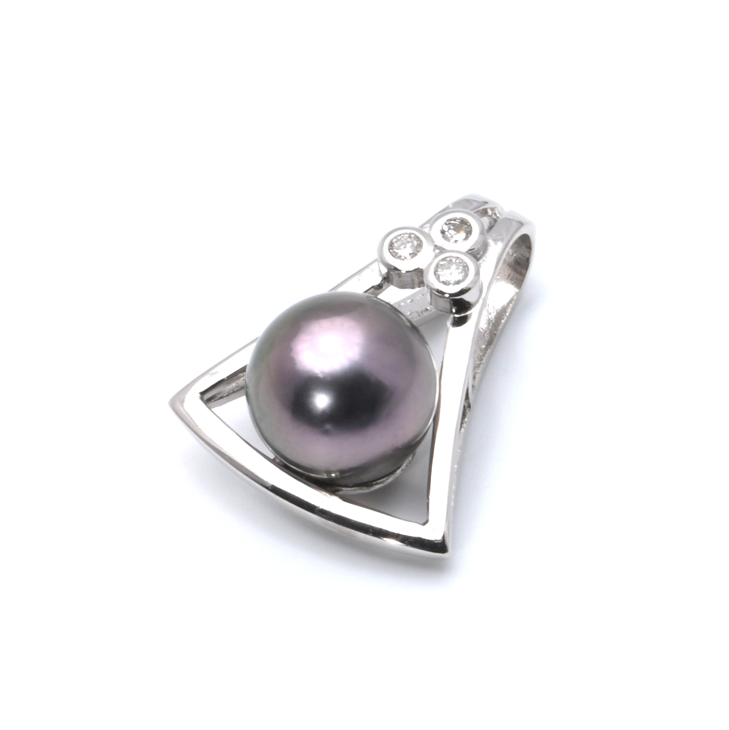 Anhänger | 585/000 Weißgold | Perle | Brillanten