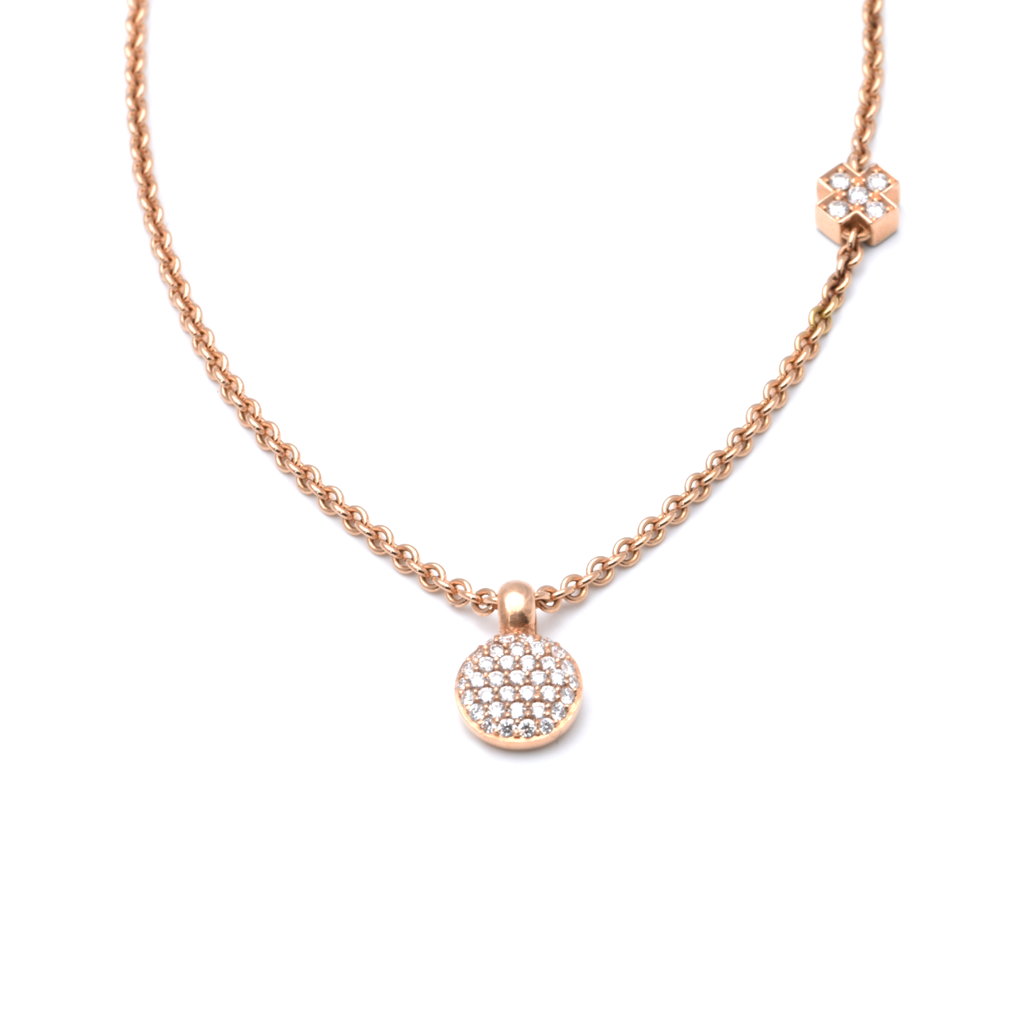 Kette mit Anhänger | 750/000 Rosegold | Brillanten | Saphir | Bron