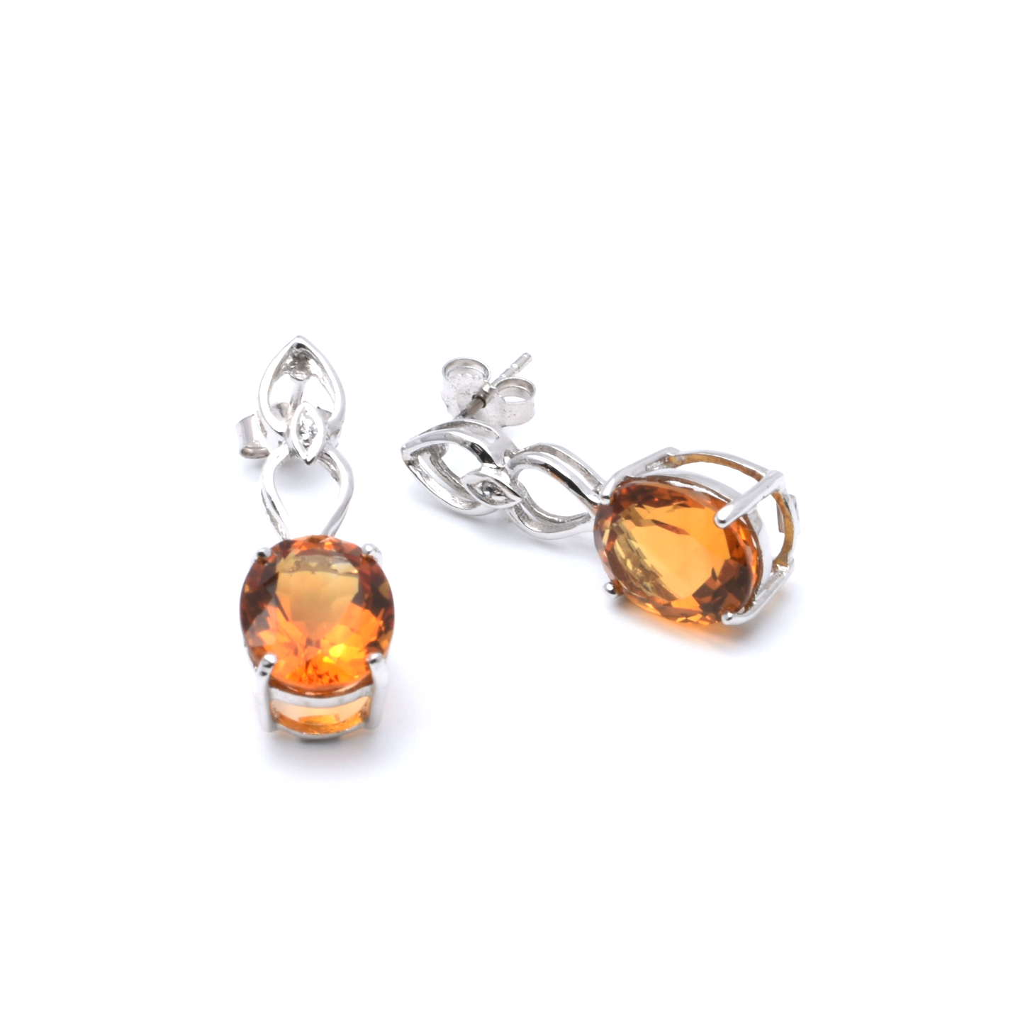 Ohrstecker | 375/000 Weißgold | Citrin
