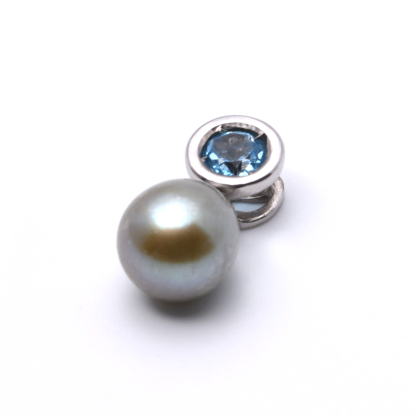 Anhänger | 375/000 Weißgold | Topas | Perle