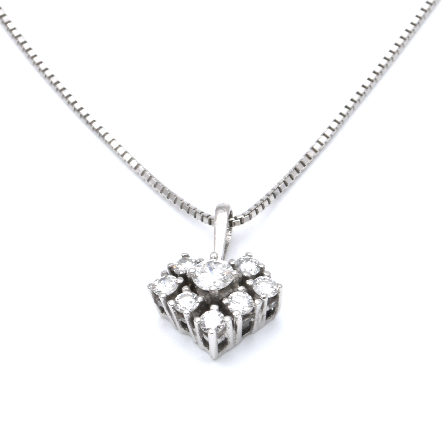 Kette mit Anhänger | 750/000 Weißgold | 585/000 Weißgold | Brillanten | Herz