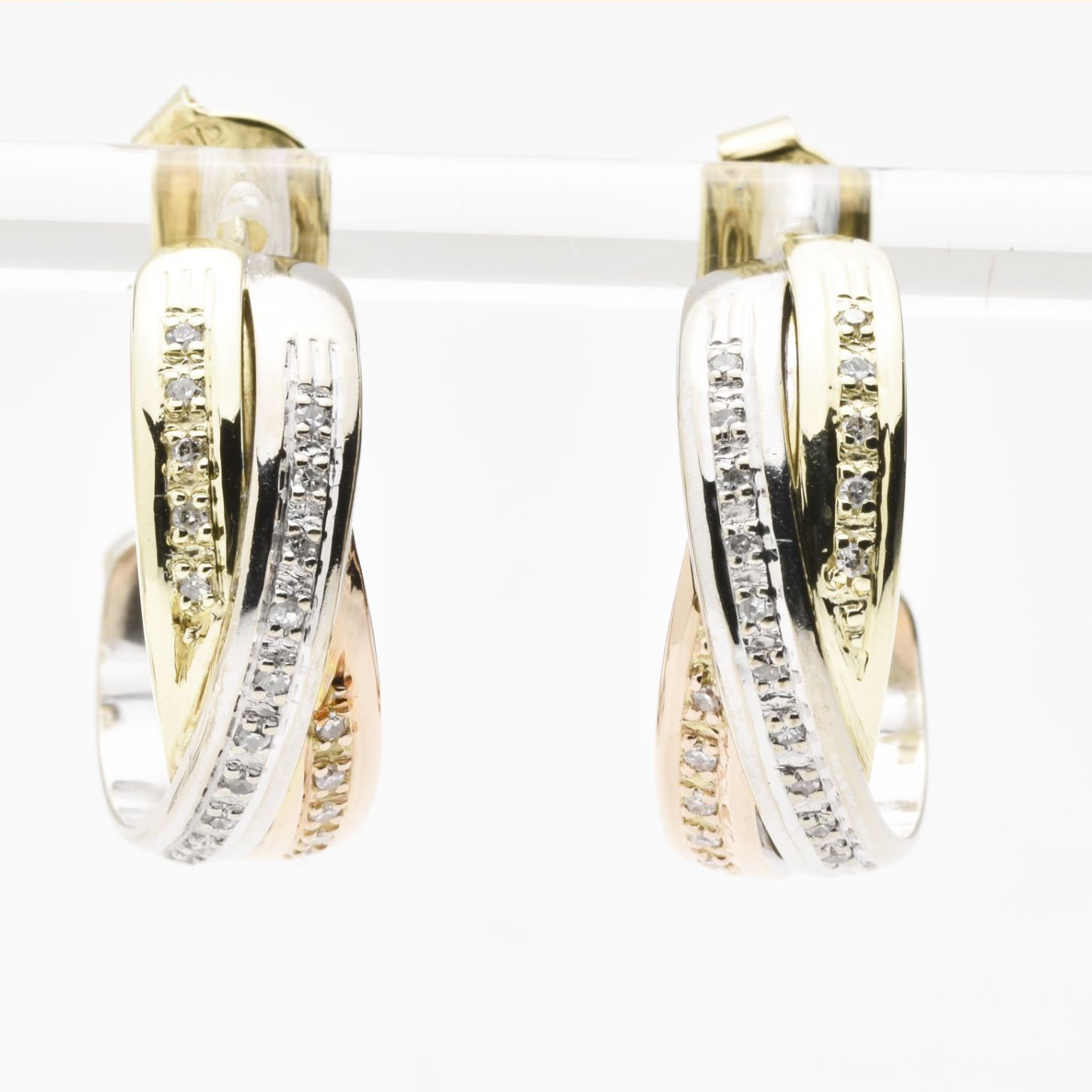 Creolen | 585/000 Gold | Tricolor | Diamanten