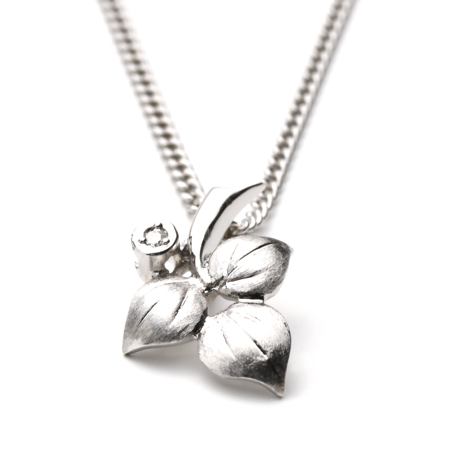 Kette mit Anhänger | 585/000 Weißgold | Diamant