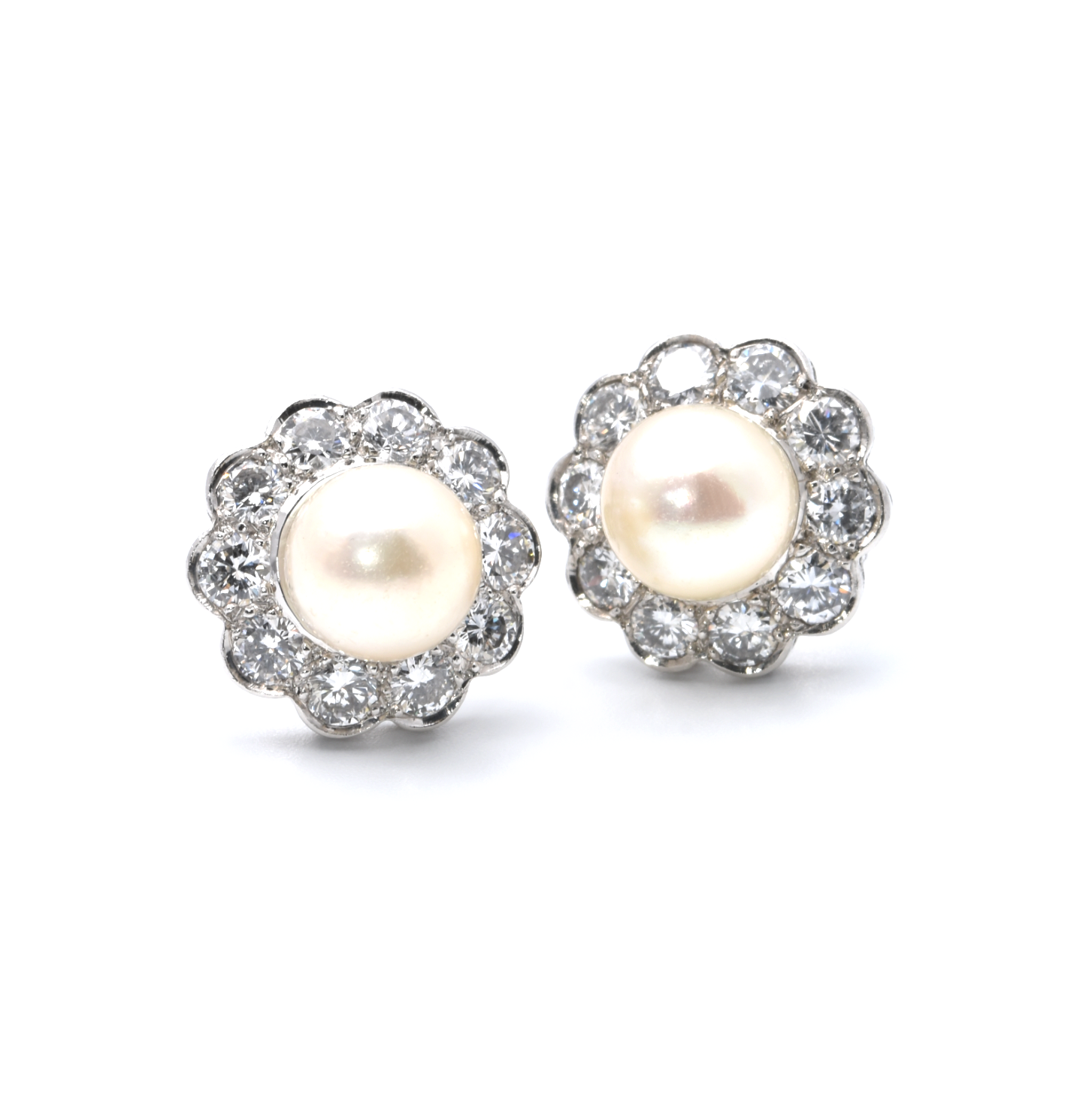 Ohrstecker | 750/000 Weißgold | Perle | Brillanten