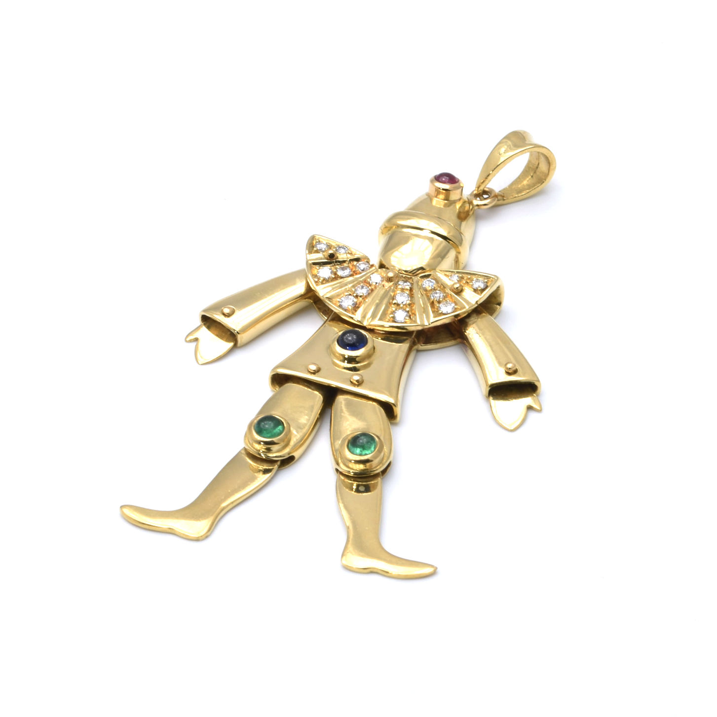 Anhänger | 750/000 Gelbgold | Harlekin | Brillanten | Rubin | Saphir | Smaragd