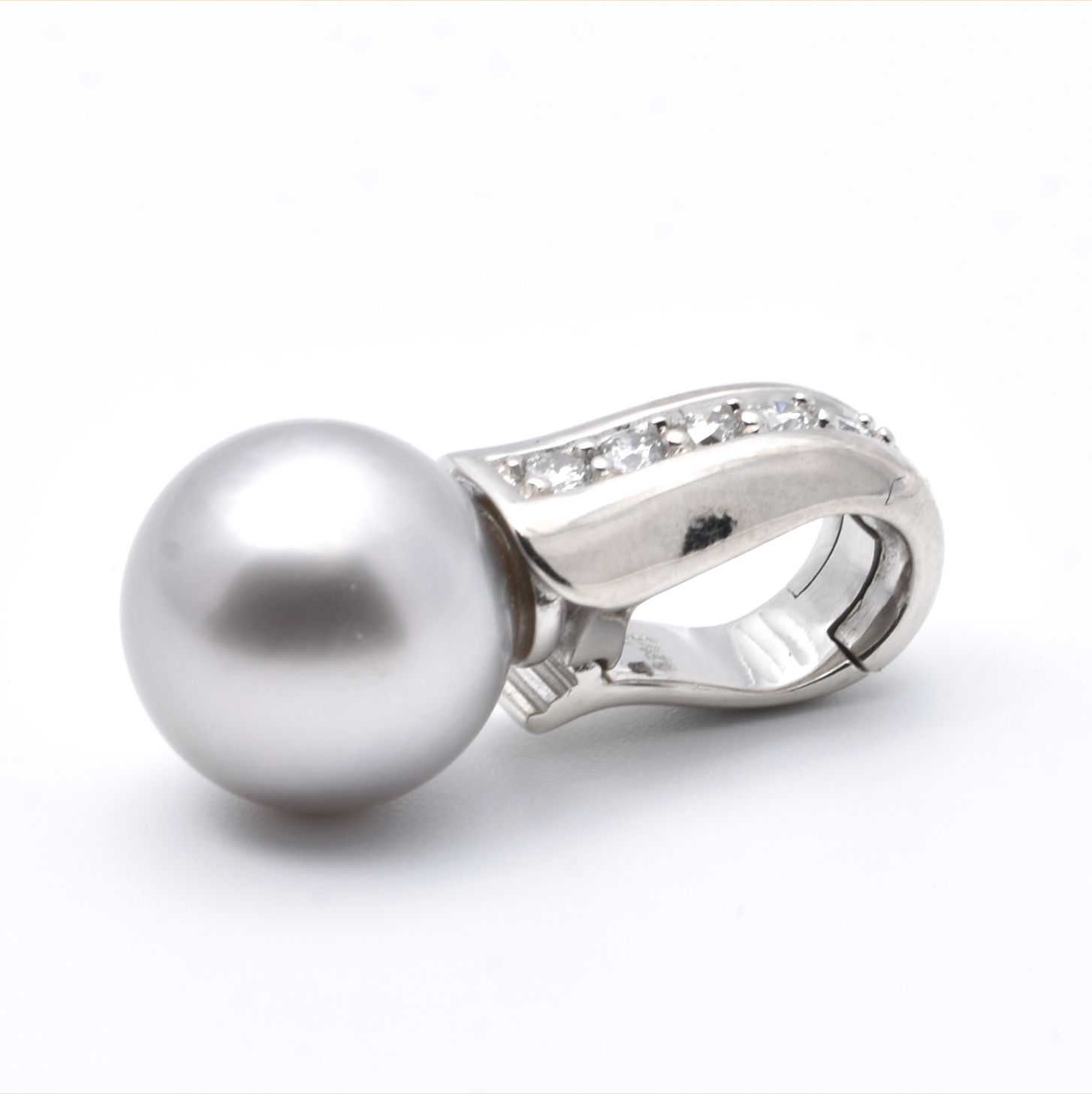 Anhänger | 585/000 Weißgold | Brillanten | Perle