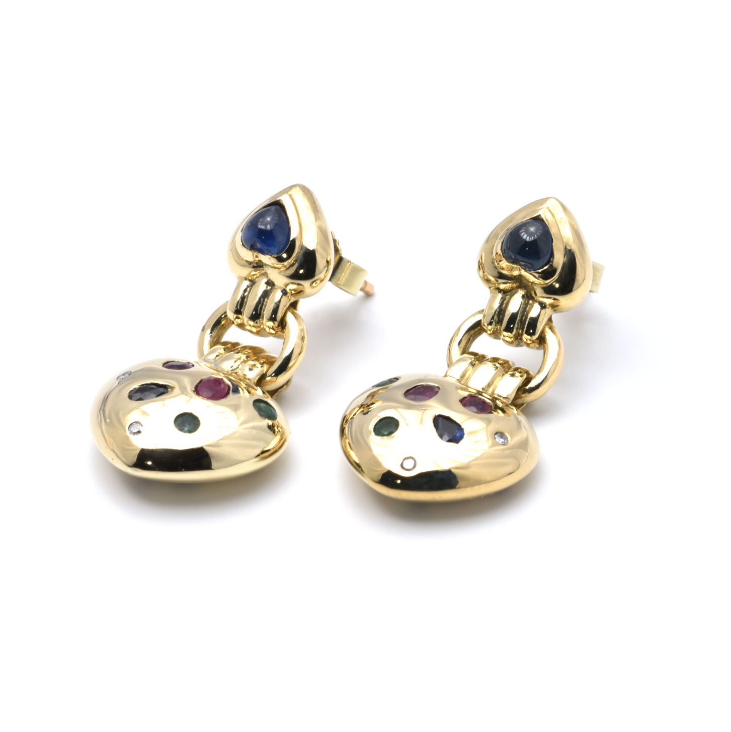 Ohrhänger | 585/000 Gelbgold | Diamanten | Edelsteine | Herzen