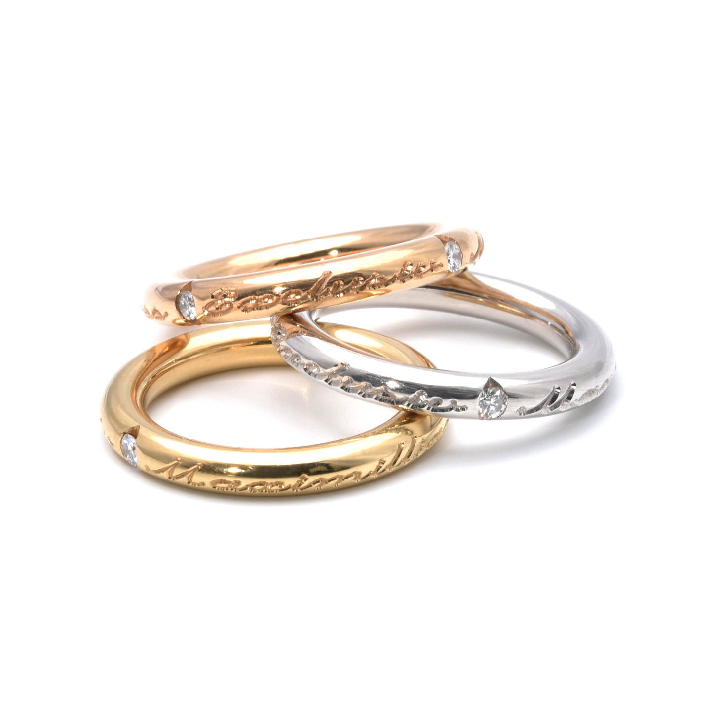 3 Ringe | 750/000 Gold | Tricolor | Brillanten